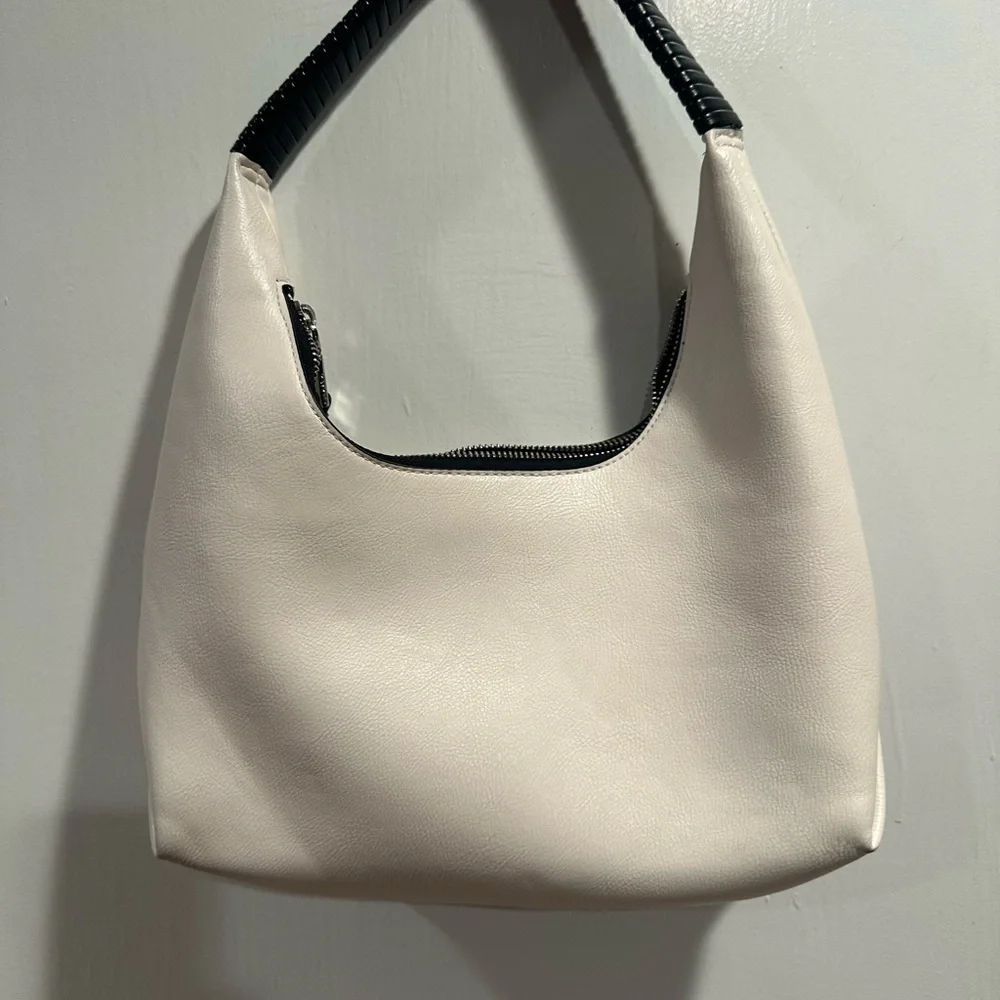 Calvin Klein White and Black Hobo Bag